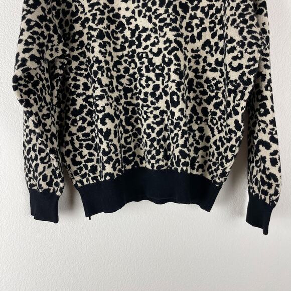 Molly Bracken Animal Print Sweater Womens Small Medium Black Long Sleeve Knit - Picture 3 of 10